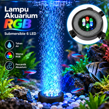 KWODE Lampu Akuarium Gelembung RGB Submersible Tank Light Bubble 6 LED - KD-12