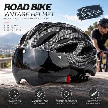 Gambar produk MERI Helm Sepeda Road Bike Vintage Bicycle Helmet 18 Air Vents - U30