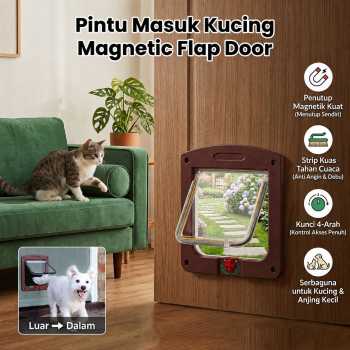 TRICAT Pintu Masuk Kucing Magnetic Flap Door 4 Way Lock Pet Door - TR4