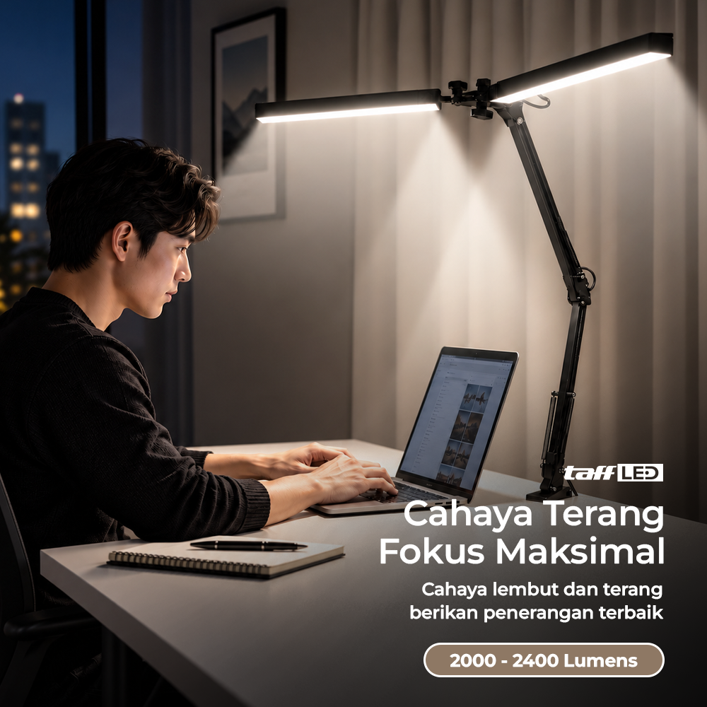 Gambar produk TaffLED Lampu Meja Belajar LED DoubleHeadMemory 3 Color 3000-6500K - ZN14 - 1