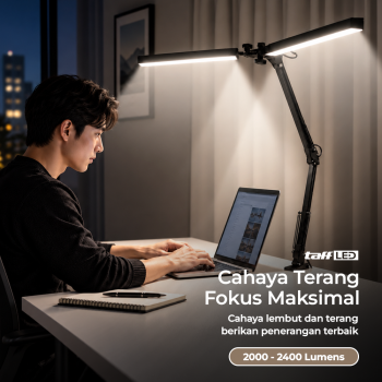 Gambar produk TaffLED Lampu Meja Belajar LED DoubleHeadMemory 3 Color 3000-6500K - ZN14 - 1