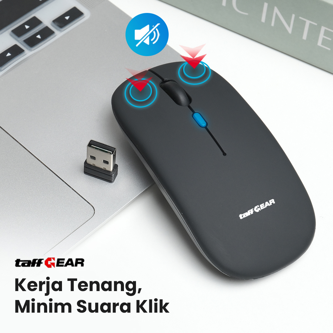 Gambar produk TaffGEAR Mouse Wireless Bluetooth Optical 2.4GHz Silent Click 1600DPI - DC001 - 6