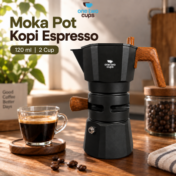 One Two Cups Moka Pot Kopi Espresso Thermostat Double Valve 2Cup 120ml - L35T