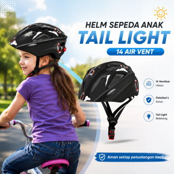 BIKEBOY Helm Sepeda Scooter Anak Tail Light Bicycle Helmet 14 Air Vent - K10