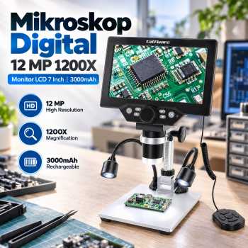 Taffware Mikroskop Digital 12 MP 1200X Monitor LCD 7 Inch 3000mAh - B1200
