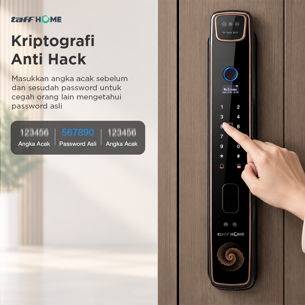 Gambar produk TaffHOME Smart Door Lock Fingerprint Face Recognition Password - 5S - 5