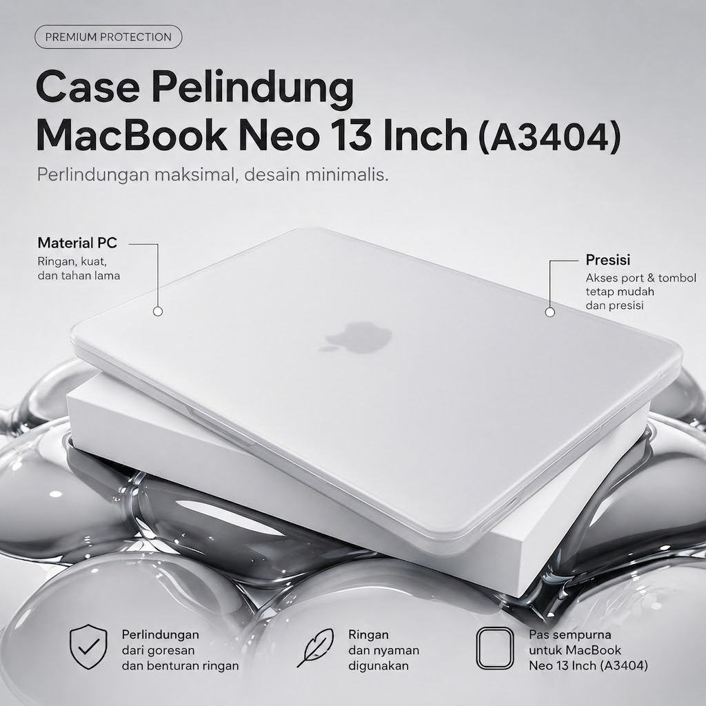 Gambar produk WCOVE Crystal Case Pelindung Laptop Cover MacBook Neo A18 13 Inch - A3404 - Utama