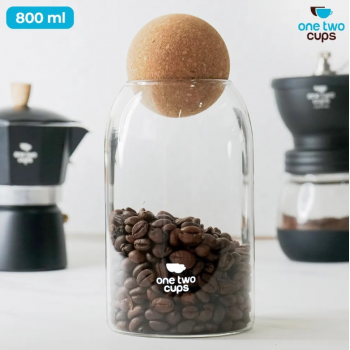 Gambar produk One Two Cups Toples Kaca Penyimpanan Makanan Cork Seal Storage Jar 800ml - E1