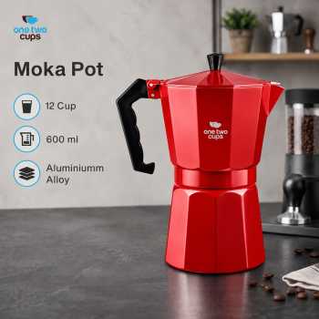 Gambar produk One Two Cups Moka Pot Teko Kopi Espresso Coffee Maker Stovetop 12 Cup 600ml - L10