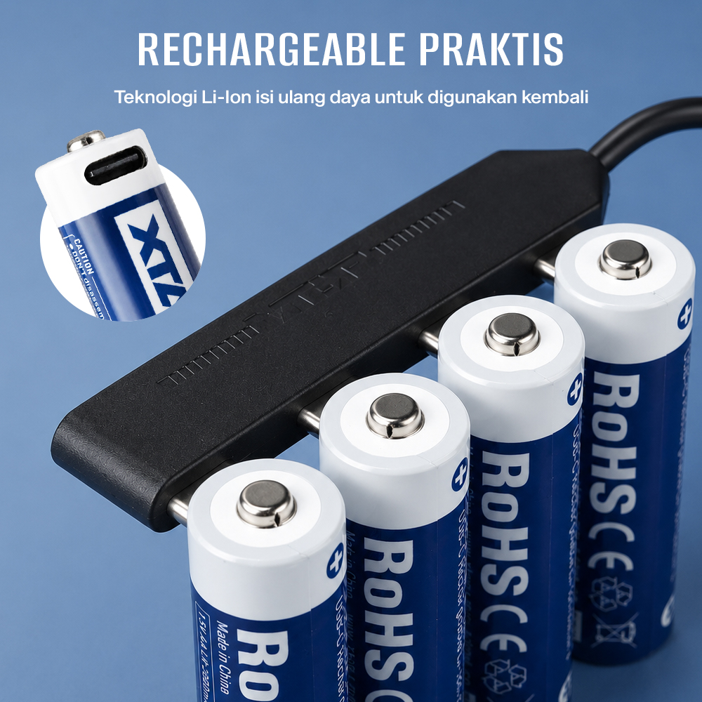Gambar produk XTAR Baterai Isi Ulang AA Rechargeable Li-Ion Button Top 1.5V 4 PCS 2000mAh - XT-40 - 1