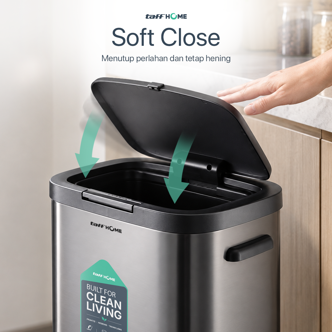 Gambar produk TaffHOME Tempat Sampah Tekan Press Trash Bin Quick Opening with Legs 20L - T40 - 3