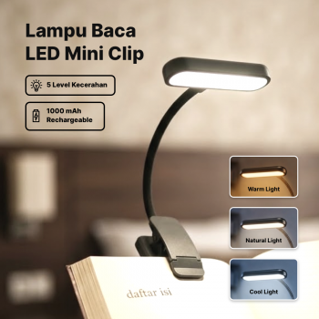 Gri Lampu Baca LED Mini Detachable Clip Fleksible 3 Color 4.8W 1000mAh - B518-UM