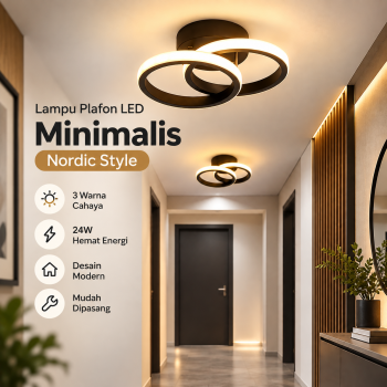 TaffLED Lampu Plafon LED Minimalis Nordic Style 3 Color 24W - Black