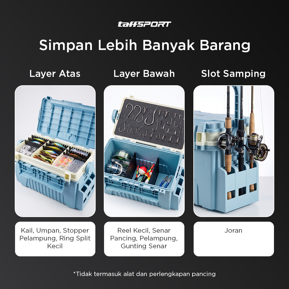 Gambar produk TaffSPORT Kotak Perkakas Pancing Fishing Tackle Box Double Layer 12L - JF-31 - 2