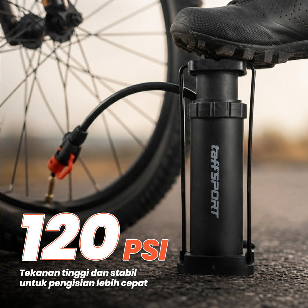 Gambar produk TaffSPORT Pompa Angin Sepeda Serbaguna Portable Pump 120 PSI - PM40 - 1