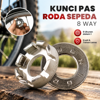 Gambar produk TaffSPORT Kunci Pas Jari Roda Sepeda Bicycle Spoke Rim Wrench 8 Way - W805