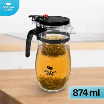 One Two Cups Teko Teh Kaca Borosilikat Saringan Tahan Panas Teapot - TP-758