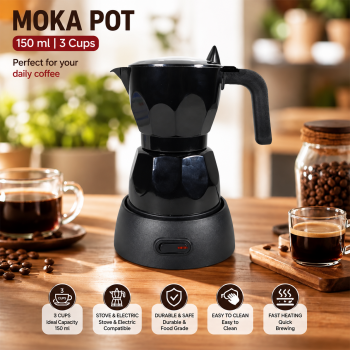 Haof Moka Pot Teko Kopi Espresso Maker Stovetop 3 Cup 150ml - LI30