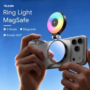 TELESIN Lampu Ring Light MagSafe 3in1 LED RGB 7000K 500mAh - P5-BGD-18