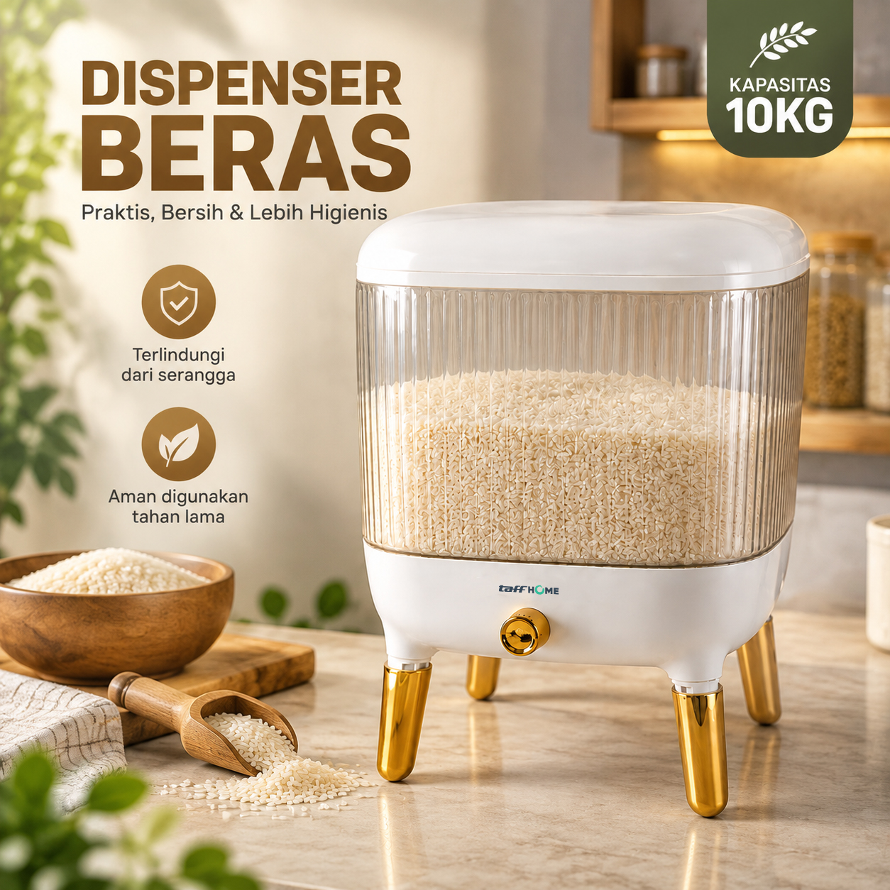 Gambar produk TaffHOME Tempat Beras Dispenser Rice Box Container Insect Proof 10kg - DK32 - Utama