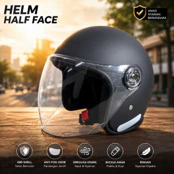 Gambar produk Heabety Helm Sepeda Half Face Sport Anti Fog Visor Helmet - A560