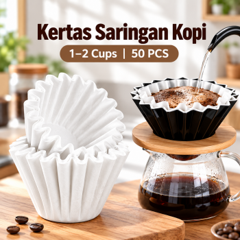 Timemo Kertas Saringan Kopi Wave Filter Paper V60 1-2 Cups 50 PCS - W15