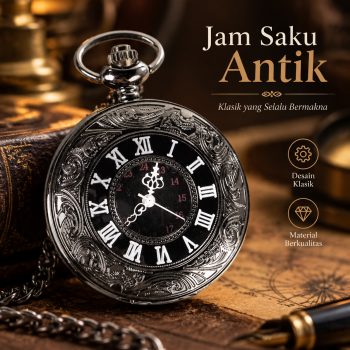 KAEVIL Jam Saku Antik Vintage Pocket Watch Quartz Necklace Pendant - K-B1