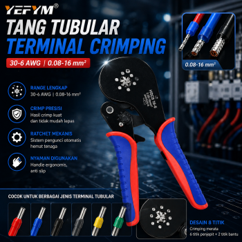 YEFYM Tang Tubular Terminal Crimping Tools Pliers 30-6 AWG 0.08-16mm2 - HSC8 16-6