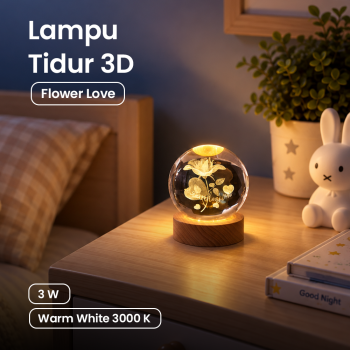 AMARYLLIS Lampu Tidur Bola Kristal 3D LED USB Warm White 3000K 3W - AM-6