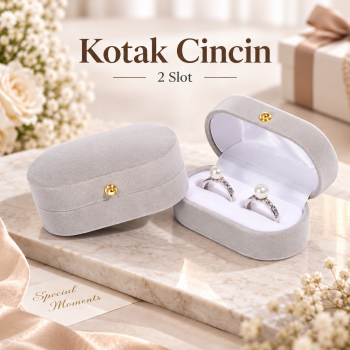 CUICA Kotak Cincin Double Ring Box Display Fleece Jewelry Case - PK310