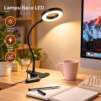 Foneso Lampu Baca LED USB Clip Fleksible 3 Color Ring Light 5 W - 7015-B