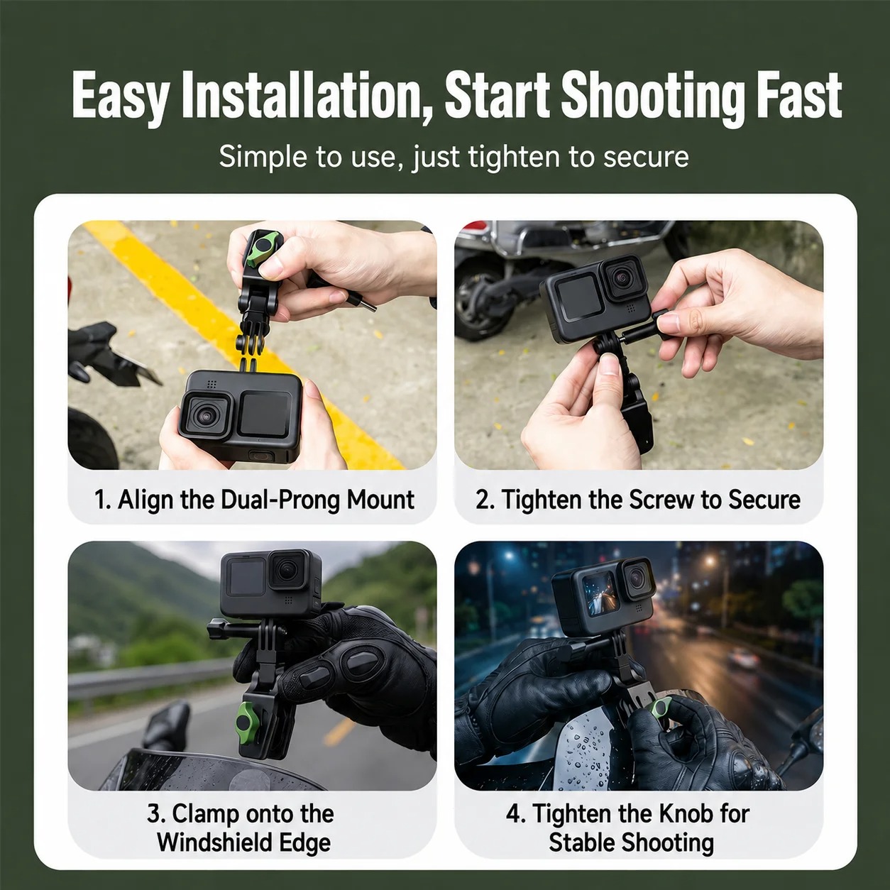 Gambar produk SZKOSTON Windshield Clamp Mount Action Camera Bracket Clip GoPro DJI - ZJ-22 - 5