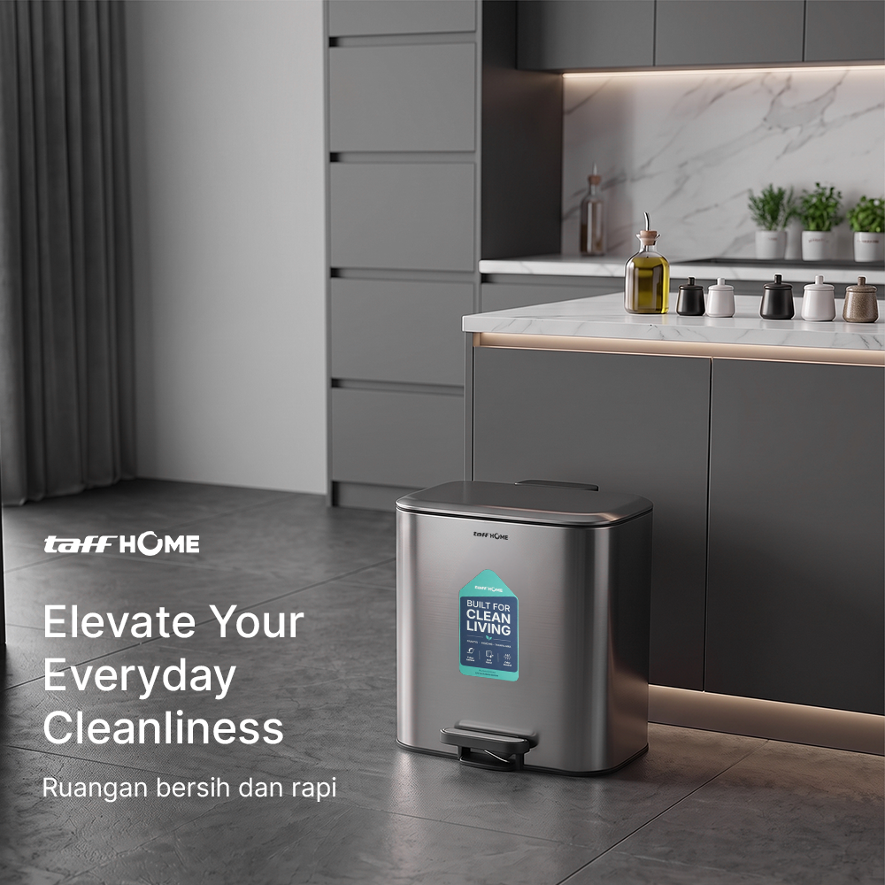 Gambar produk TaffHOME Tempat Sampah Injak Foot Pedal Trash Bin Stainless Steel 20L - M50 - 1