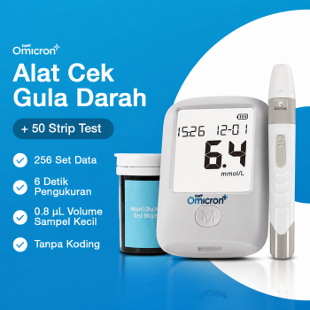 Gambar produk TaffOmicron Alat Cek Gula Darah Glucometer Kit 50 Test Strips - T30