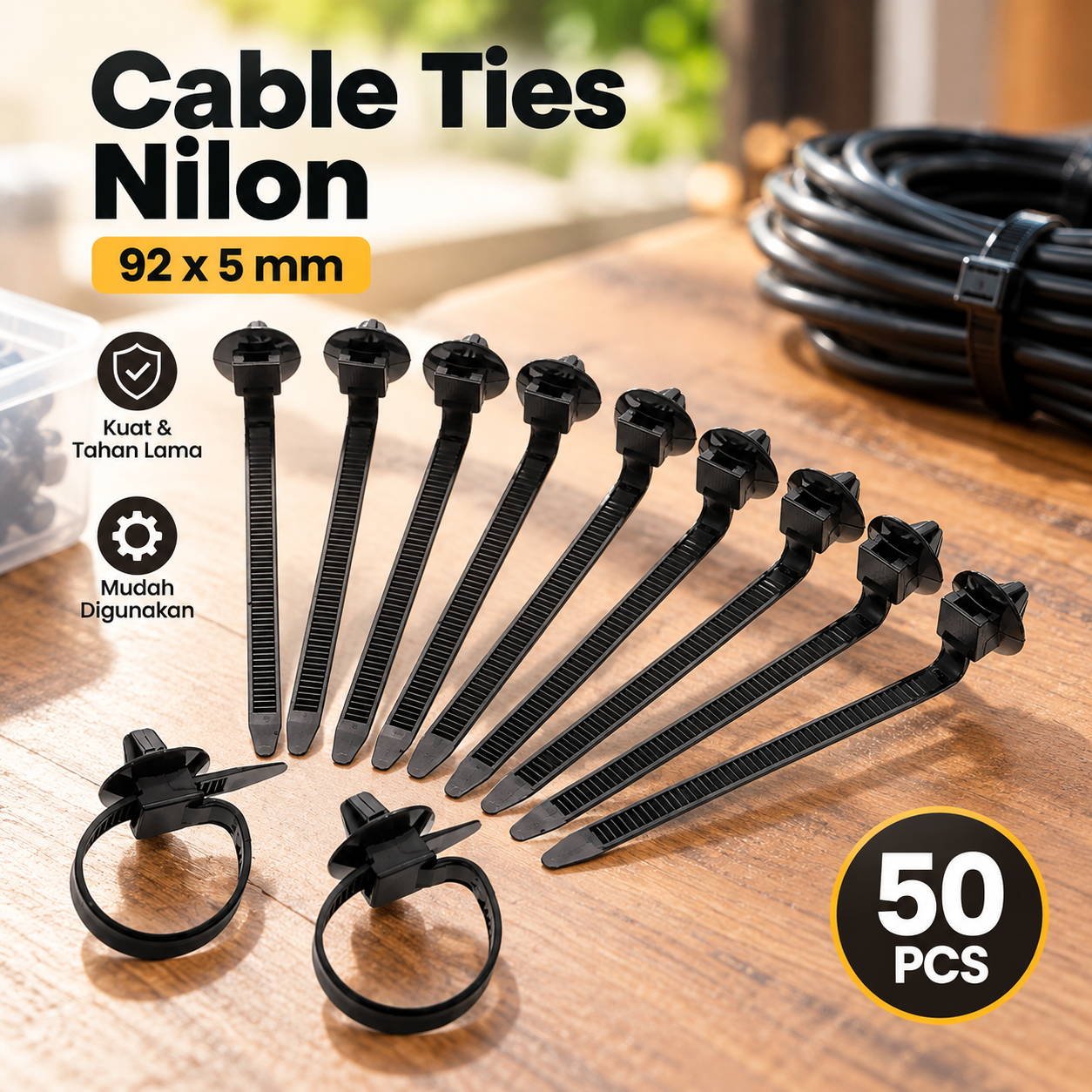 Gambar produk MXN Cable Ties Mobil Car Fixed Fasteners Clip Zip Strap Nylon 50 PCS 92x5mm - Q26 - Utama