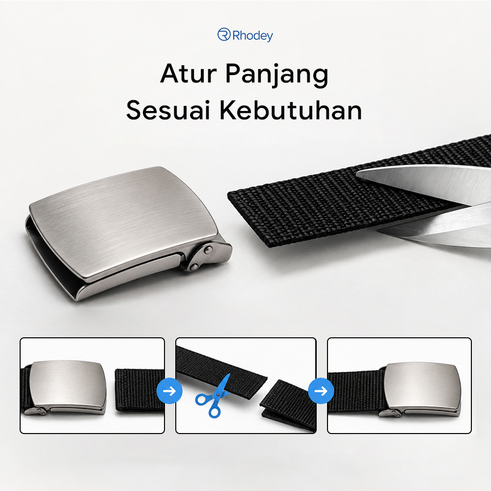 Gambar produk Rhodey Gesper Tali Ikat Pinggang Pria Canvas Stylish Buckle Belt 120cm - MU071 - 3