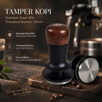 Gambar produk One Two Cups Tamper Kopi Barista Stainless Steel Threaded Bottom - JN - 26