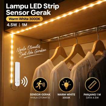 Gambar produk Rybakov Lampu LED Strip Plafon Sensor Gerak Warm White 3000K 4.5W 1M - 2835