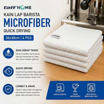 TaffHOME Kain Lap Barista Microfiber Quick Drying 30x30cm 4 PCS - W-36P