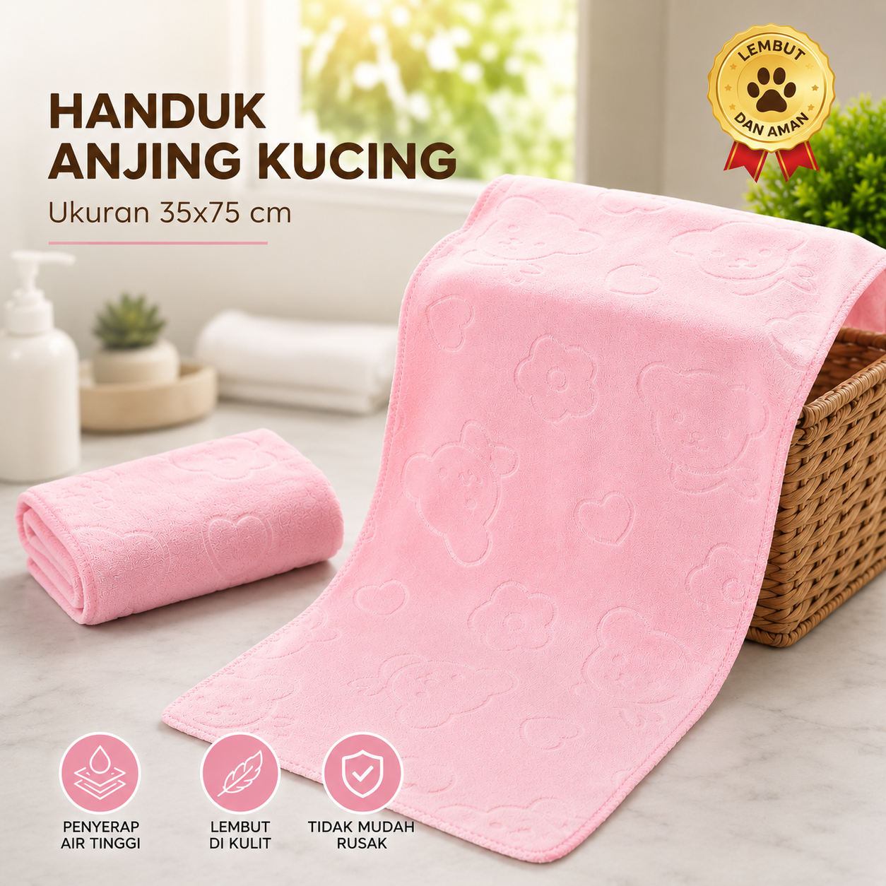 Gambar produk TILODEX Handuk Kucing Anjing Grooming Quick Drying Towel 35x75cm - HK-10 - Utama