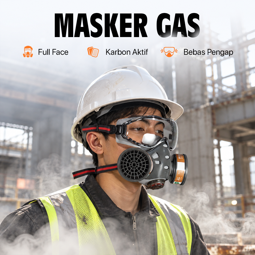 Gambar produk ASL Masker Gas Respirator Full Face with Activated Carbon Filter - 8201 - Utama