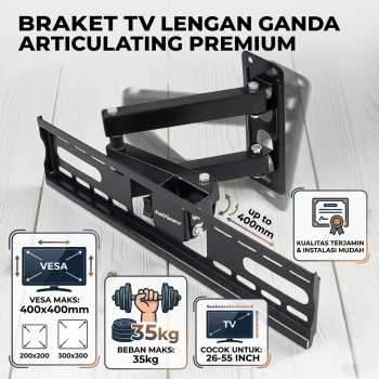 Gambar produk Taffware Bracket TV Dinding Telescopic VESA 400 x 400 for 26-55 Inch - CN814