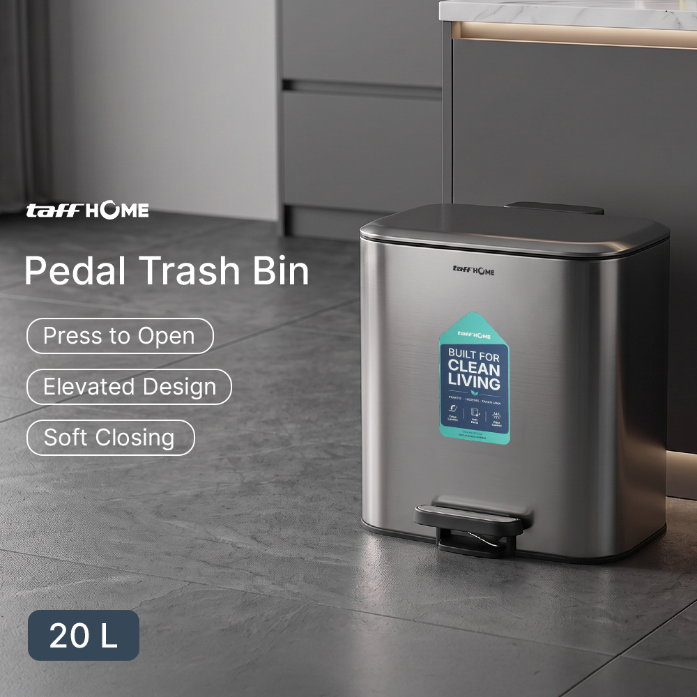 Gambar produk TaffHOME Tempat Sampah Injak Foot Pedal Trash Bin Stainless Steel 20L - M50 - Utama