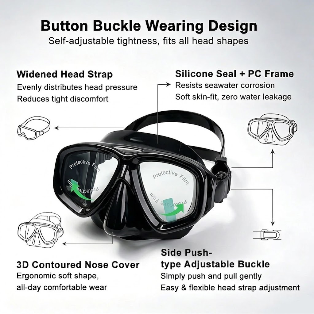 Gambar produk SUNDIVE Kacamata Selam Scuba Diving Snorkeling Tempered Glass Mask - M30 - 5