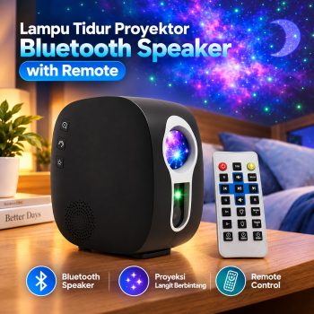 Gambar produk NEWSTYLE Lampu Tidur Proyektor Bluetooth Speaker with Remote RGB 4W - GX-334