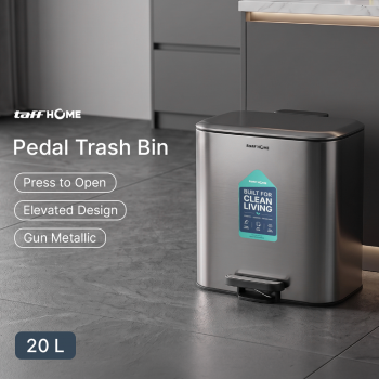 TaffHOME Tempat Sampah Injak Foot Pedal Trash Bin Stainless Steel - M50