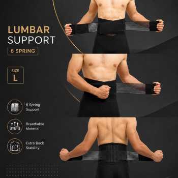 Gambar produk TaffSPORT Lumbar Support Waist Back Pain Brace Belt 6 Spring Size L - A-7992