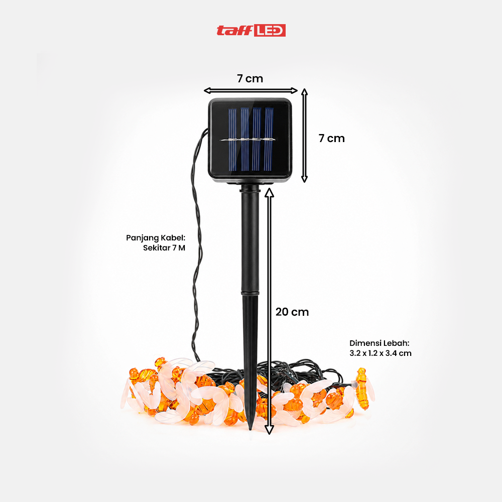 Gambar produk Finether Lampu Taman Lebah Solar Panel Outdoor Lamp Waterproof IP65 30 LED - BE306 - 6