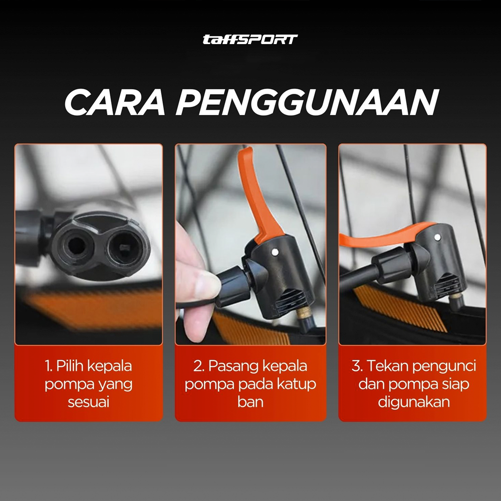 Gambar produk TaffSPORT Pompa Sepeda Portable Light Mini Floor Pump 160 PSI - PM50 - 7