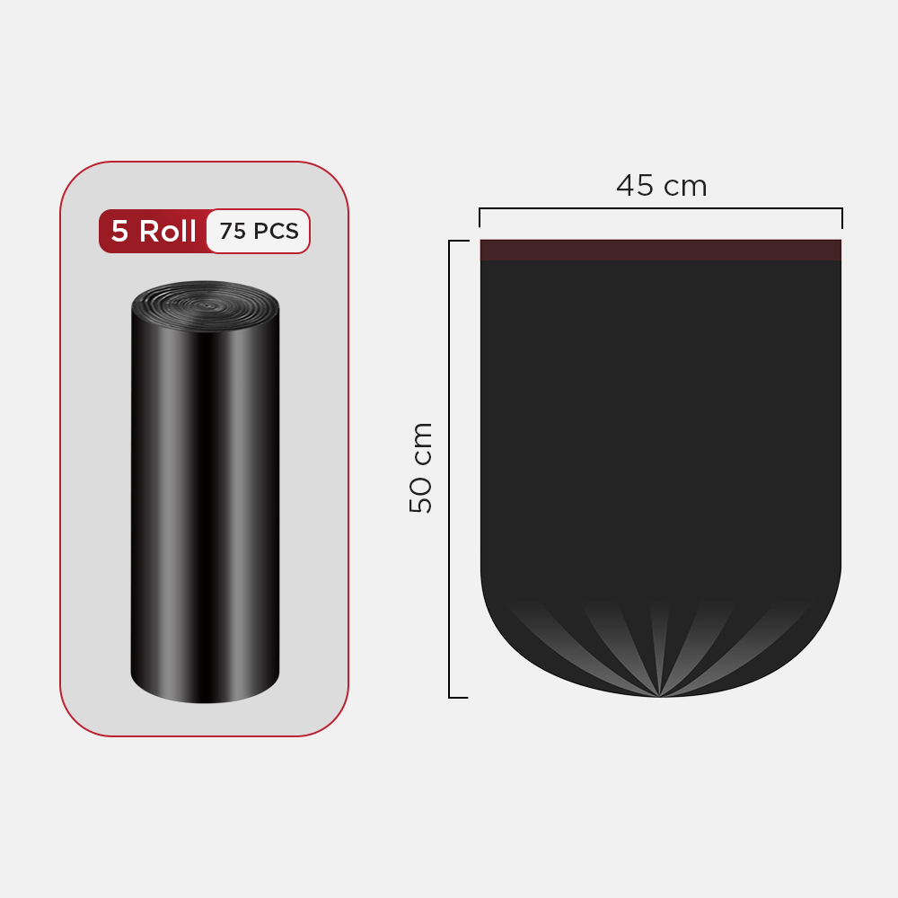 Gambar produk TRASU Kantong Plastik Sampah Tali Drawstring Trash Bag 45x50cm 75 PCS - TR-75 - 8